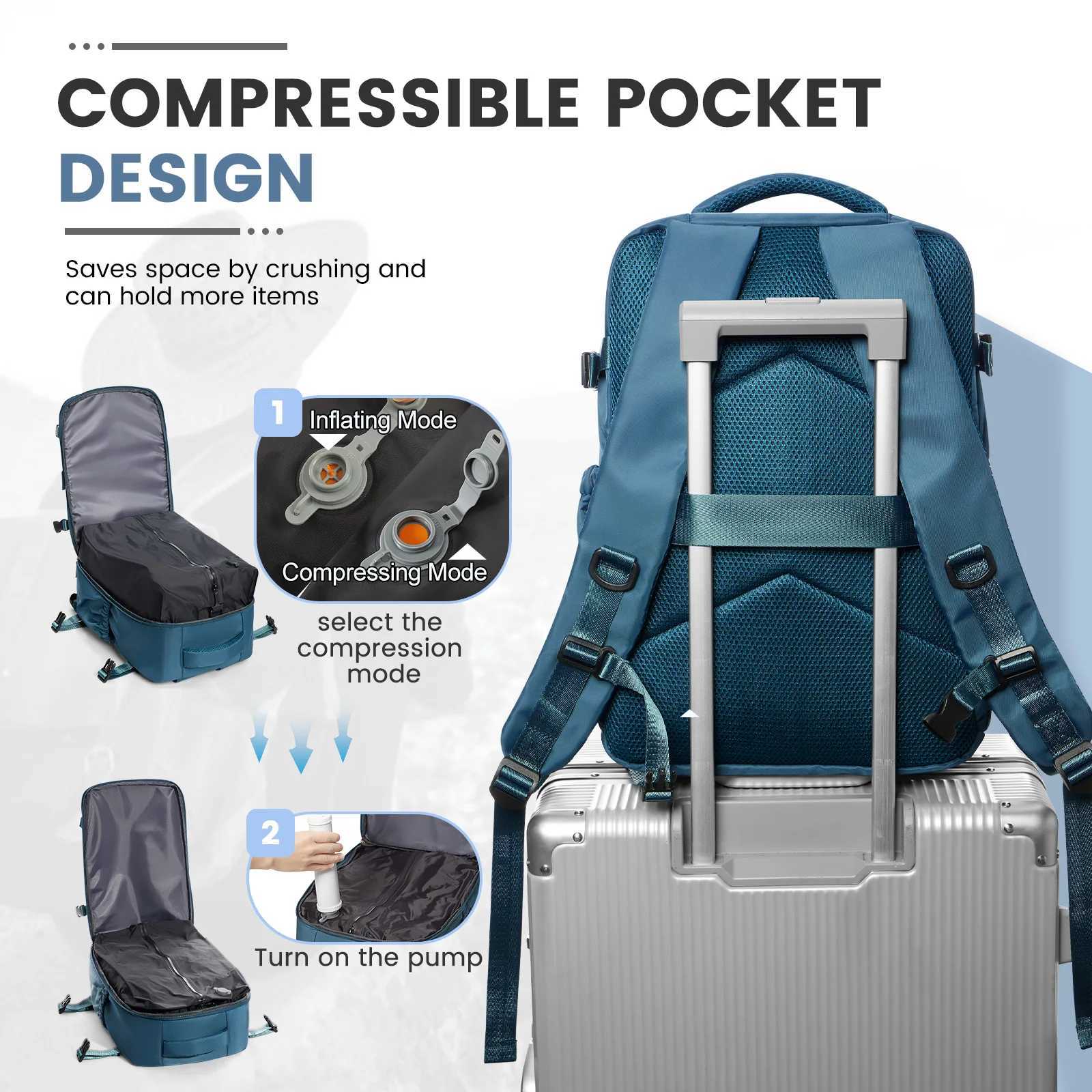 Men 15.6inch Laptop Vacuum Compression Travel Backpack Vacuum Clothing Storage BagRyanair 40x20x25 Luggage Cabin Bag 40x30x20 S250729