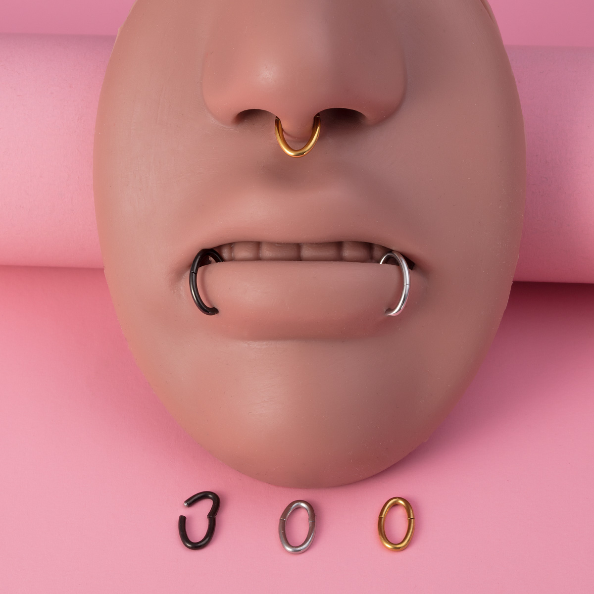 Elliptical eyebrow ring, hinged chain ring, stainless steel earrings, body piercing jewelry, ear bone ring wholesale