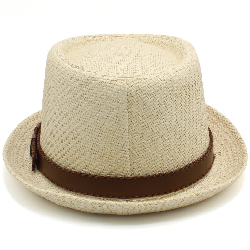 Men Women Classical Straw Pork Pie Hats Fedora Sunhats Trilby Caps Summer Boater Beach Outdoor Travel Party Size US 7 1/4 UK L 250730