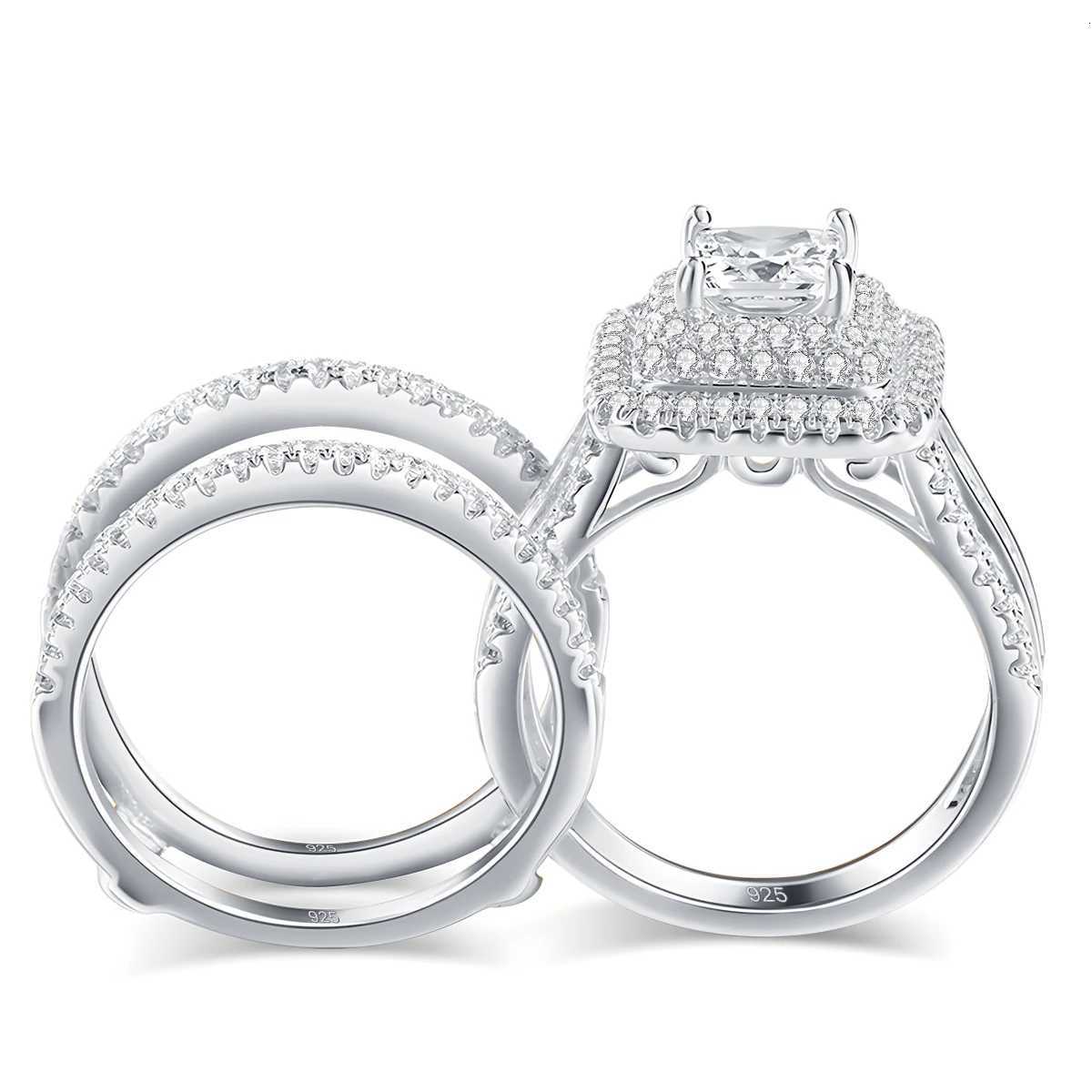 2PCS Moissanite Rings Set Certificate For Wedding 100% Silver 925 Luxury Brand Designer Engagement Jewelry For Women Wholesale y250730