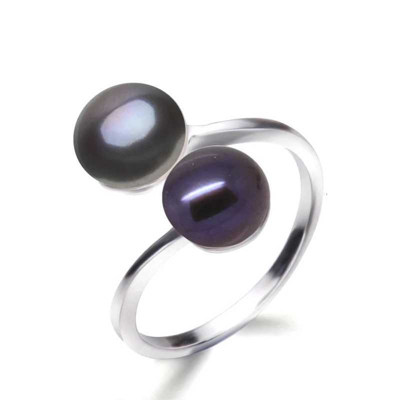 100% Natural Cultured Double Pearl Rings For Women Silver 925 Double Adjustable Ring With Pearl Birthday Gift y250730
