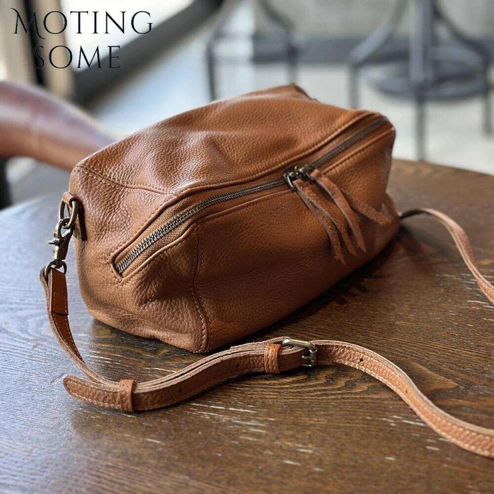 Motingsome Soft Genuine Leather Purse Women Retro Small Toast Bag Shoulder Handbag Chic Daily Bags Crossbody Messenger Tote