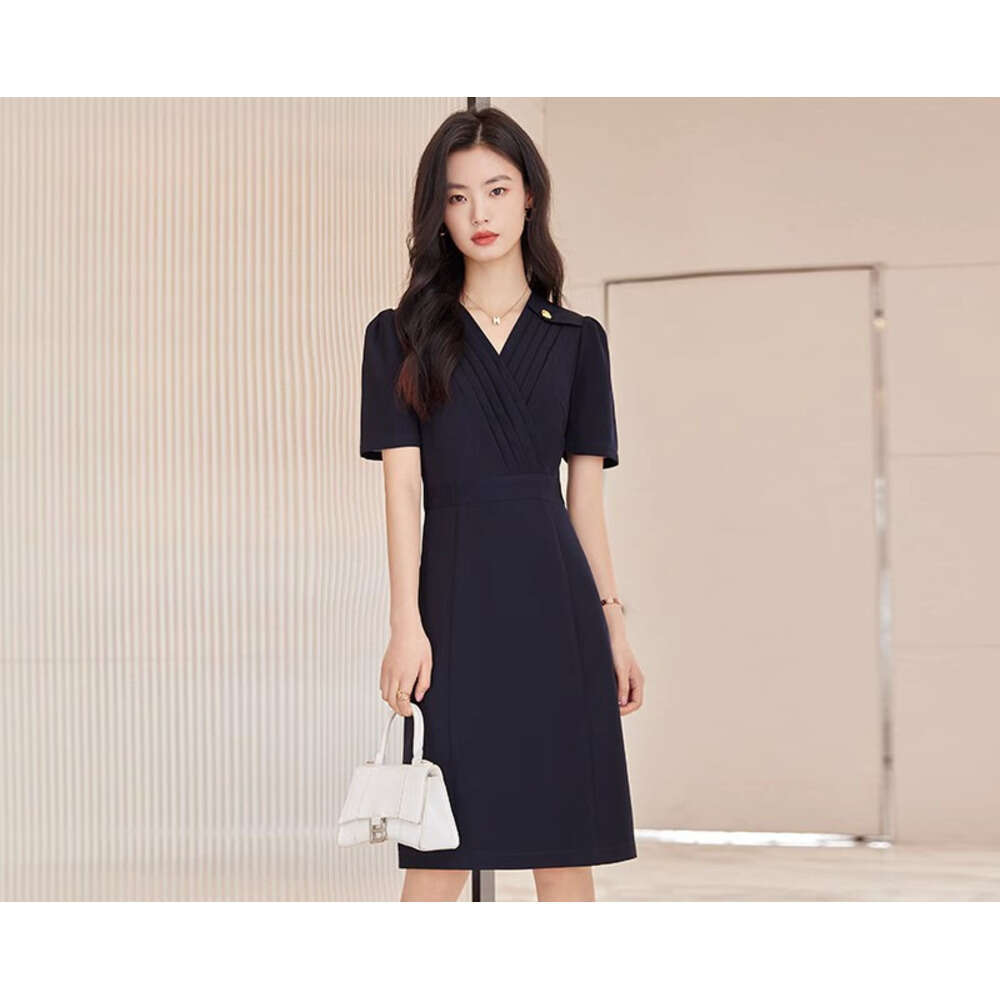 Light Blue for Women, Summer Thin Style, Petite Elegant Commuter Slim Fit Formal Work Suit Dress