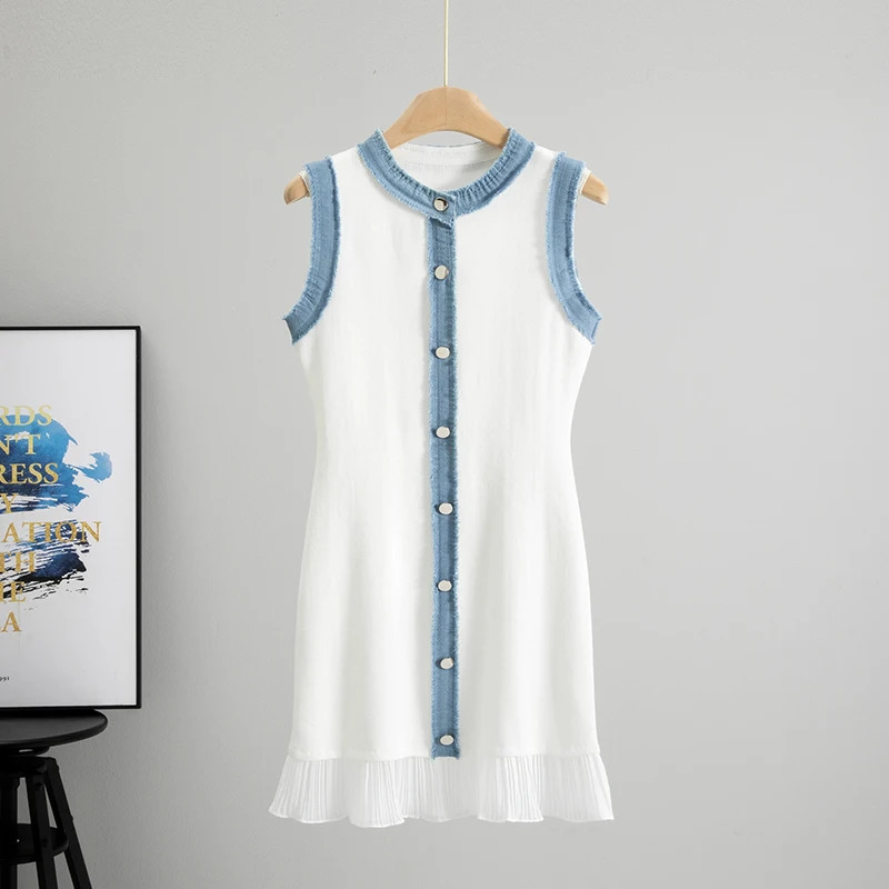 0Neck Sleeveless Tank Dress for Women Summer Slim Fit MidLength Knitted Base Bodycon 250731