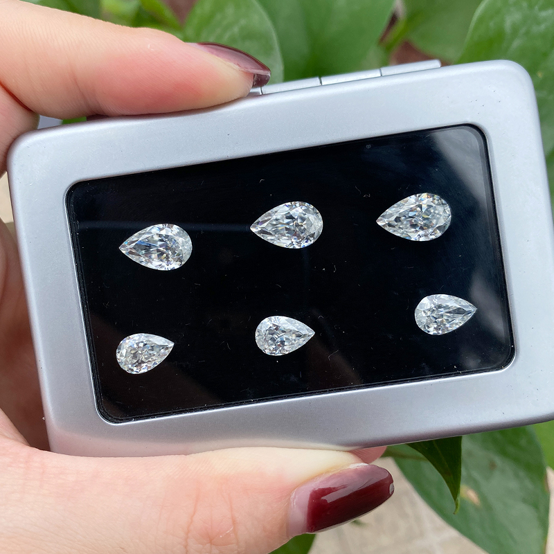 Highest Grade Moissanite Stone Full Size White D Color VVS1 Pear Cut Top Quality Charms Women Jewelry Making Materials with GRA Certificate