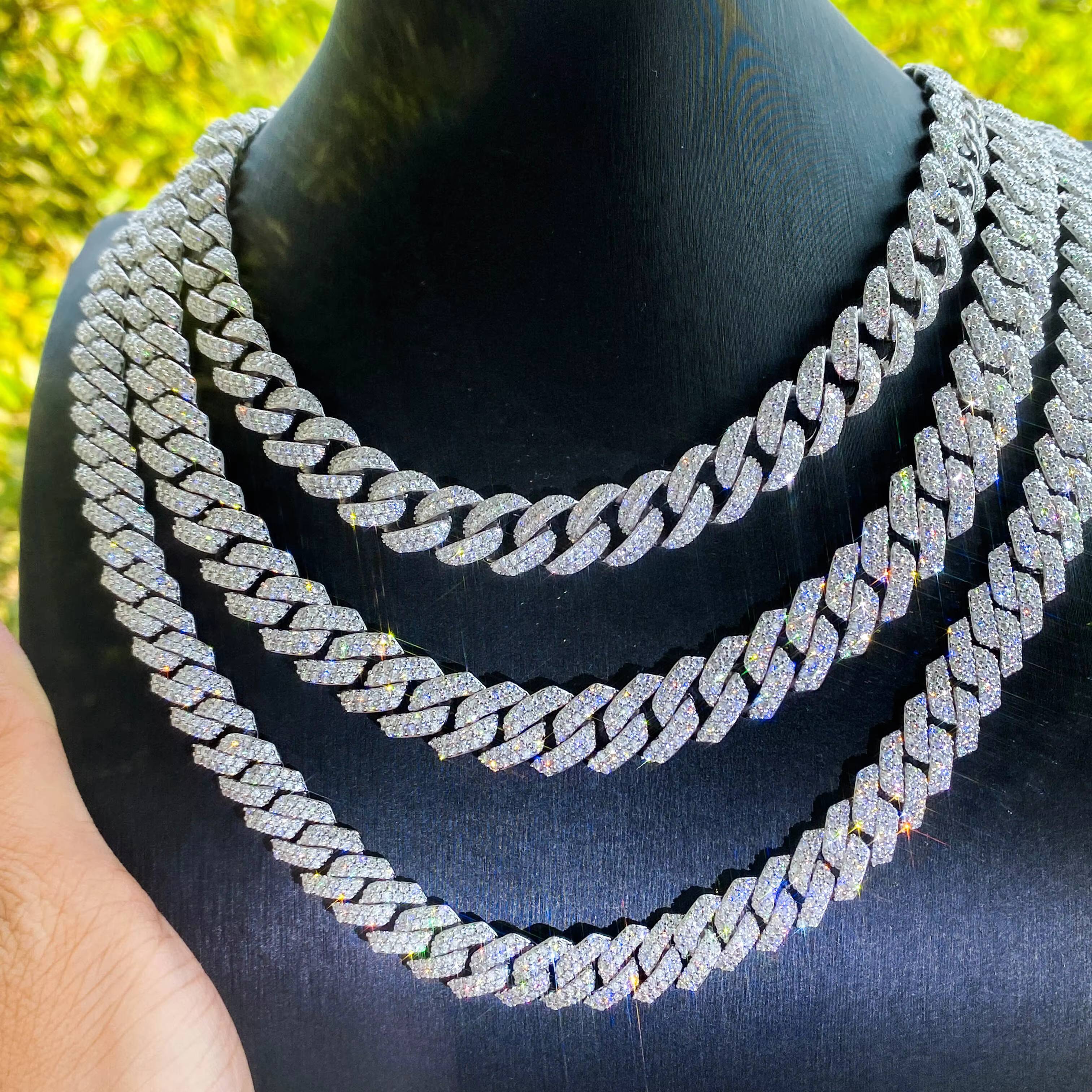 Wholesale 10mm Moissanite Flat Cuban Necklace Silver 925 Necklace Cuban Chain Shopping for Jewelry Online Party Gift for Men