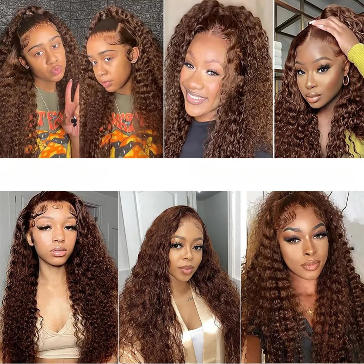 Chocolate Brown Deep Wave 13x6 HD Lace Front Wig 300 Density 13x4 360 Lace Frontal Wig Curly Human Hair Pre Plucked Glueless Wig Synthetic