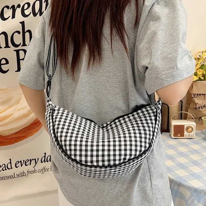 Casual Plaid Hobos Shoulder Bags for Women Large Capacity Commuter Ladies Phone Messenger Bag Summer Travel Handbags Purse Y250730