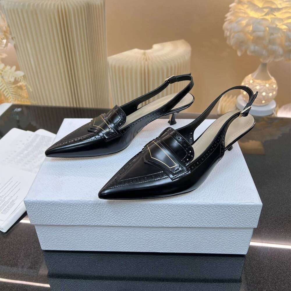 Women Size35-42 Genuine Leather Pumps Slingbacks Super High Heels Sandals Pointed Toe Designer Shoes Zapatillas De Mujer ad3