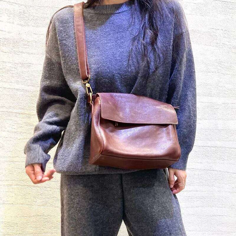 Luxury designer women's retro natural cowhide portable new shoulder crossbody trendy crossbody bag niche