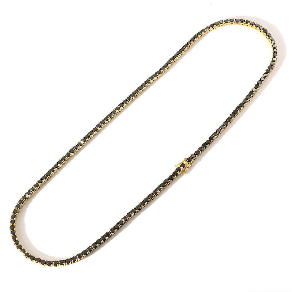 3mm Jewelry Strand Diamond Black Moissanite Silver Tennis Bracelet and Necklace