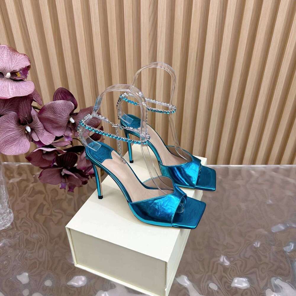 Women Size34-42 Patent Leather Crystals Sandals Super High Heels Pumps Wedding Summer Designer Shoes Zapatillas De Mujer 73a