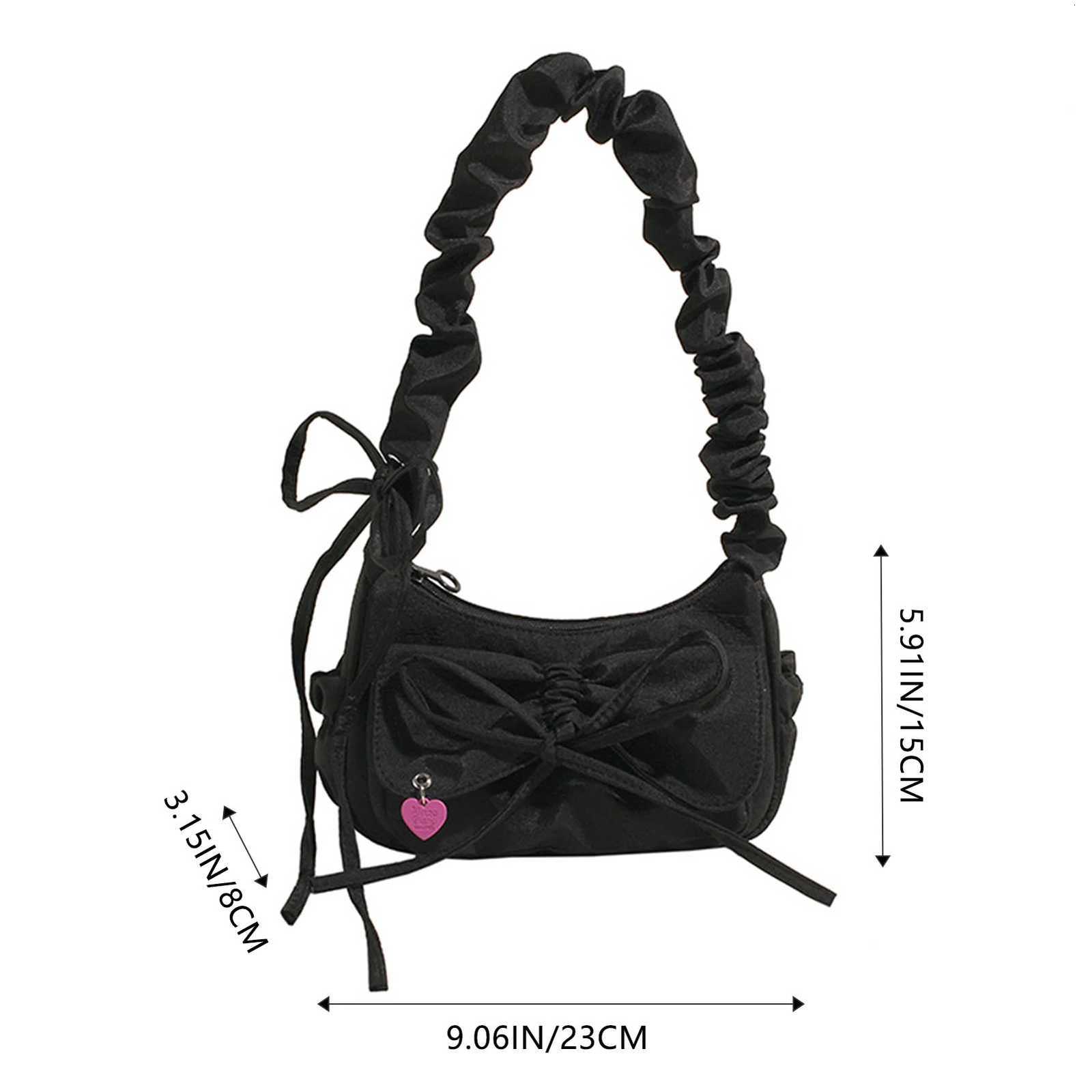 1Pcs/lot Black Bow Casual Shoulder Bags for Women Korean Style Washed Denim Summer Handbag Exquisite Gift for Ladies Birthday Y250730