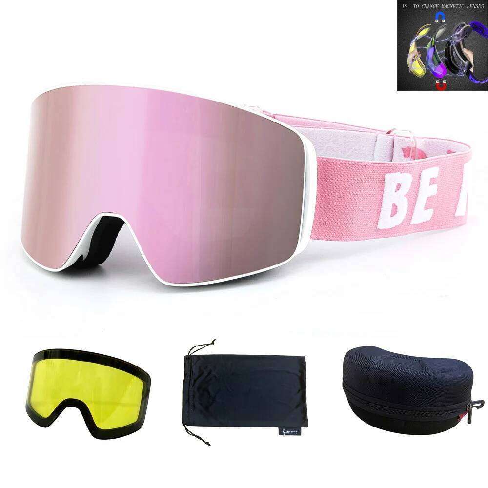 Uv400 Magnetic Double Layer Polarized Lens Skiing Anti-Fog Snowboard Goggles For Men Women Ski Glasses Eyewear Set