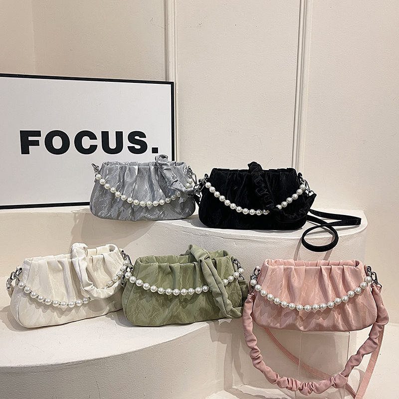 Textured Pearl Wrinkle Cloud Underarm for Women 2024 New Summer Niche Versatile Single Shoulder Crossbody Small Square Bag ddmymoon