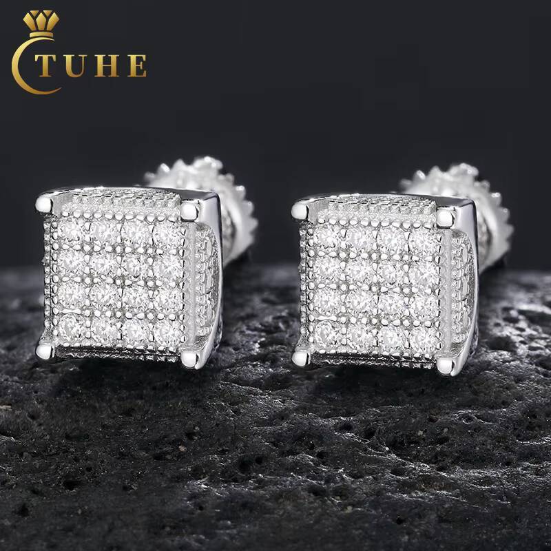 925 Sterling Silver Moissanite Diamond Screw Back Earrings Men Gold Plated Waterproof Stud Earrings With Certificate