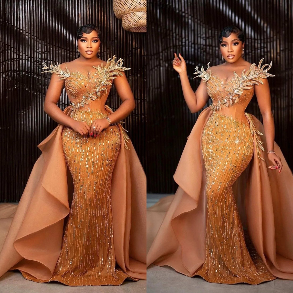 Luxury Evening Dresses Customized Shiny Crystal Beadiing Off Shoulder Mermaid Detachable Train Special Occasion Dresses