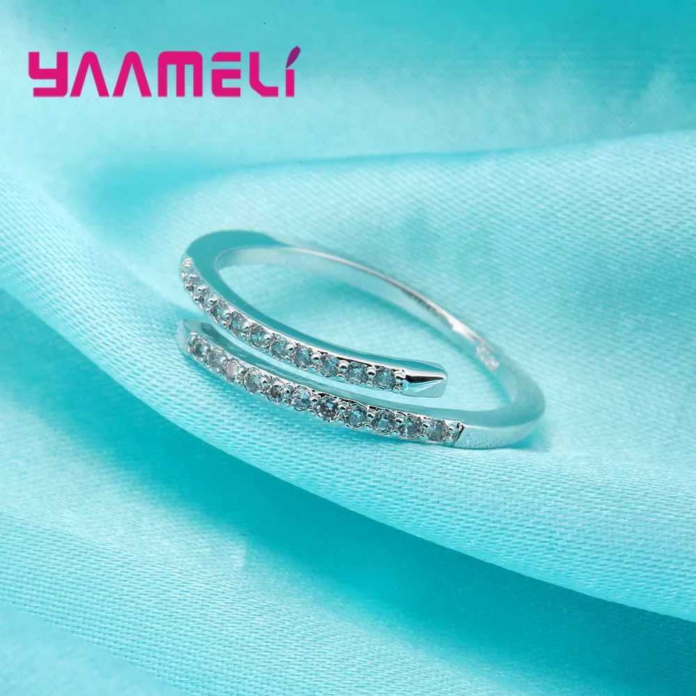 925 Sterling Silver Jewelry Fashion Simple Open Design Ring Personality Female Adjustable Rings Wedding Rings for Ladies y250730