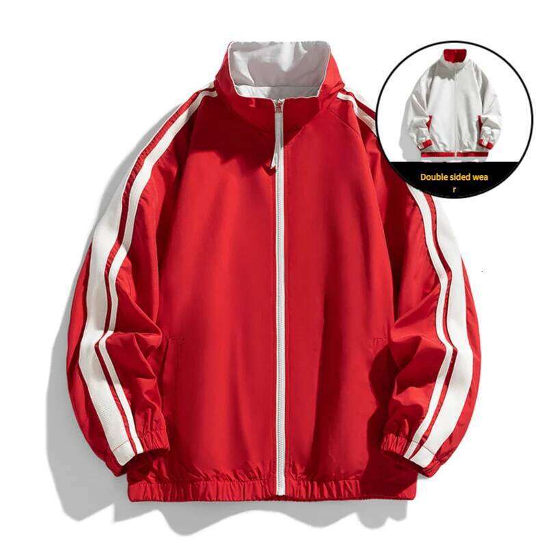 New men's fall new loose collar outdoor casual cardigan youth jacket double-sided wear multi-color