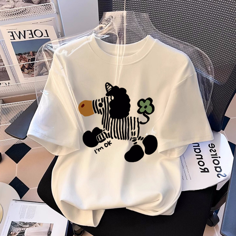 2025 Cat Short sleeved White T-shirt Women's S Fashion Summer New Style Fashion Young Loose Cotton Half sleeved Top New Designer T-shirt