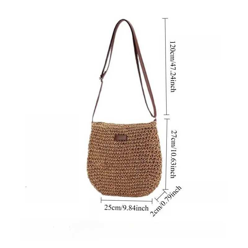 Straw woven bag single shoulder womens fashionable weaving ins style seaside beach crossbody bag for women Y250730
