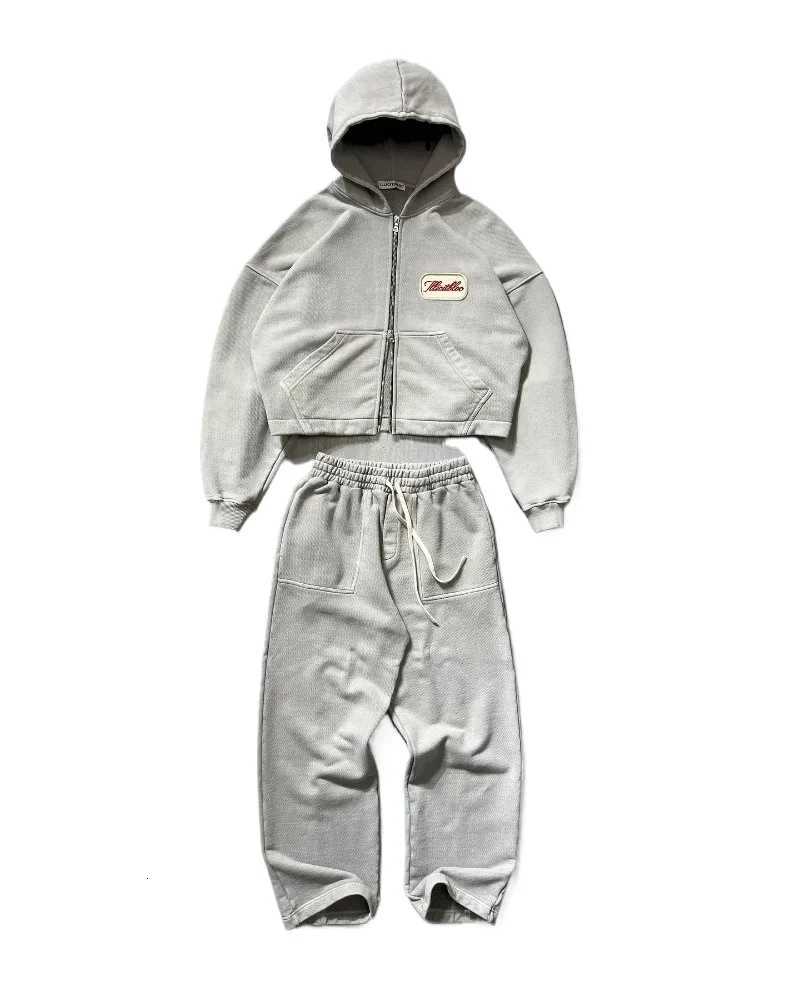 Streetwear Harajuku Hip Hop Fashion Embroidery Oversized Sweatshirt Two Piece Set Slacks Jogging Pants Tracksuits Casual Jacket XJ250731