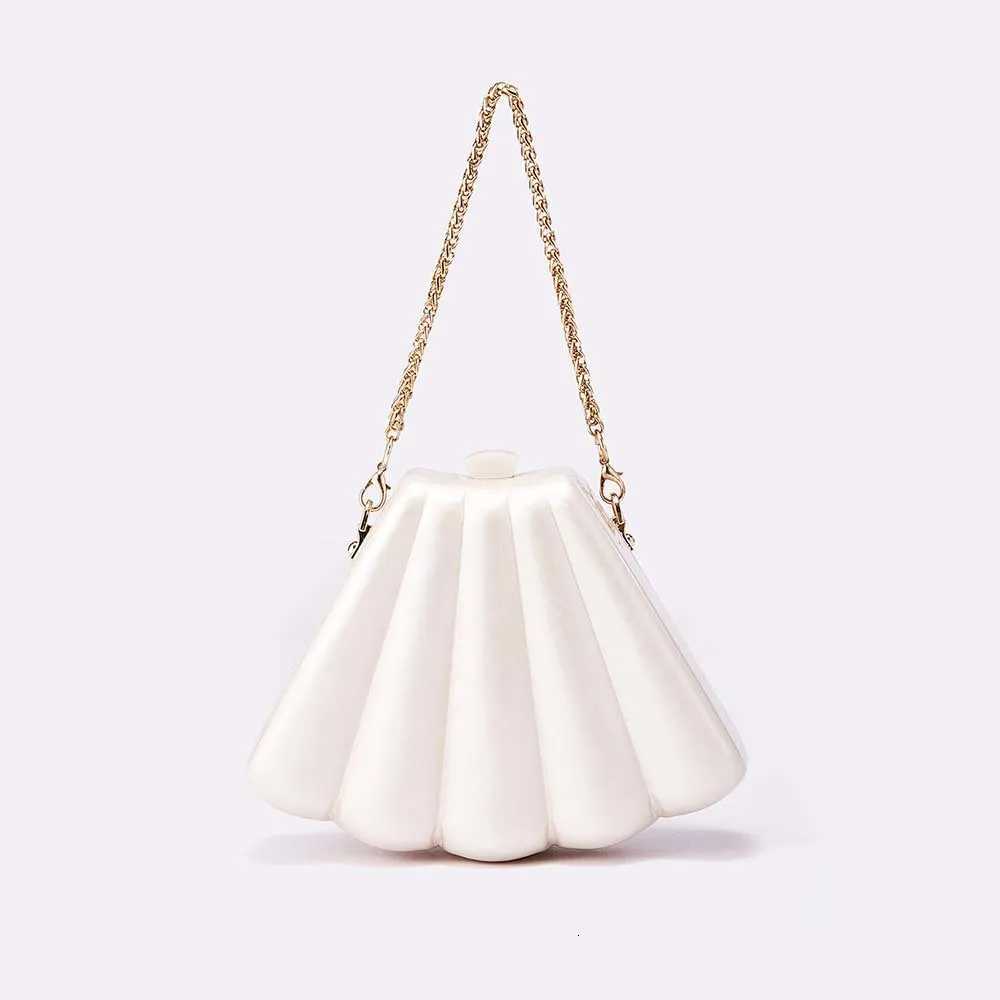 Women Designer Elegant Metal Chain Clutch Purses And Handbags Wedding Party Fan-shaped Female Acrylic Box Evening Bags Y250730