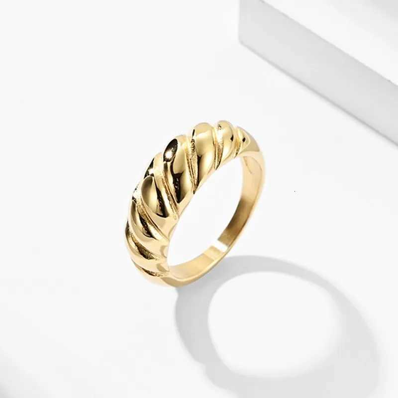 Stainless Steel Twist Bread Design Ring Wedding Band for Men Women Size 4-12 y250730