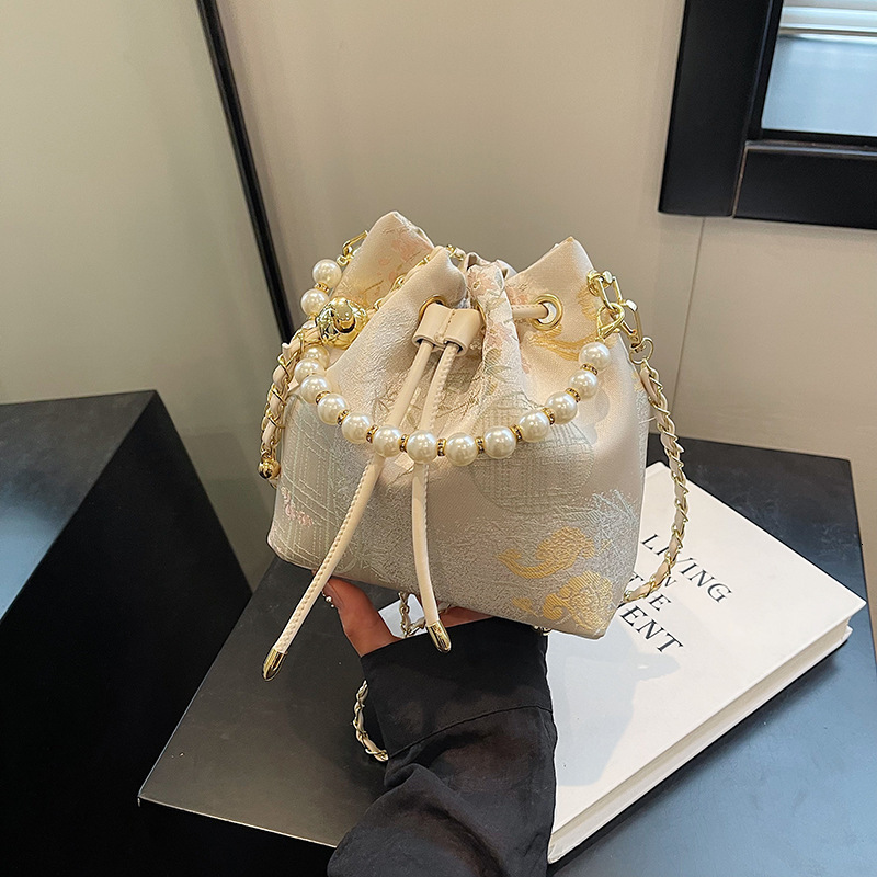 New Chinese style trend trendy women s bag new pearl handbag designer bag bucket bag fashionable multifunctional shoulder bag