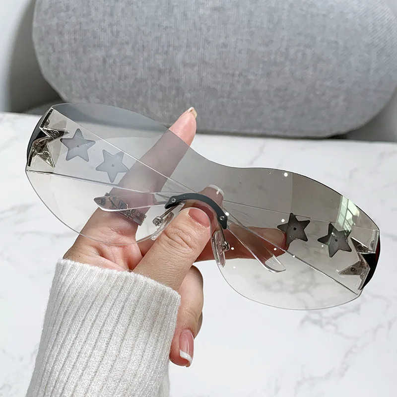 Womens Fashion Y2K Sunglasses Star Decorative Large Frame Sun Glasses Outdoor Sports Cycling Eyewear UV400 Gafas De Sol 250729