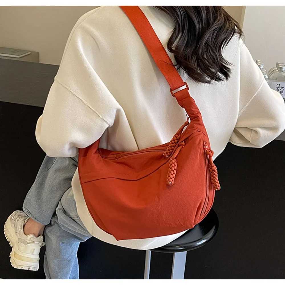 Canvas Lightweight Solid Color Dumpling Bag Crossbody Bags Large Capacity Korean Simple Shoulder Bag G250729