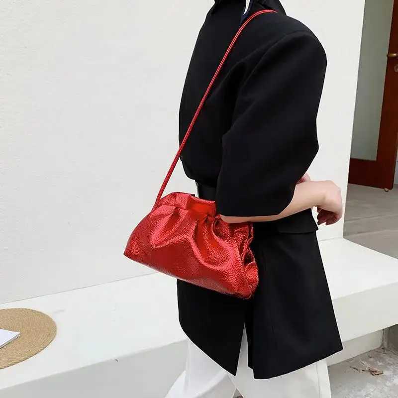 Practical Gold Cloud Bag For Women Leather Hobos Crossbody Small Phone Design Clutch Clip Female Bolsa Y250730