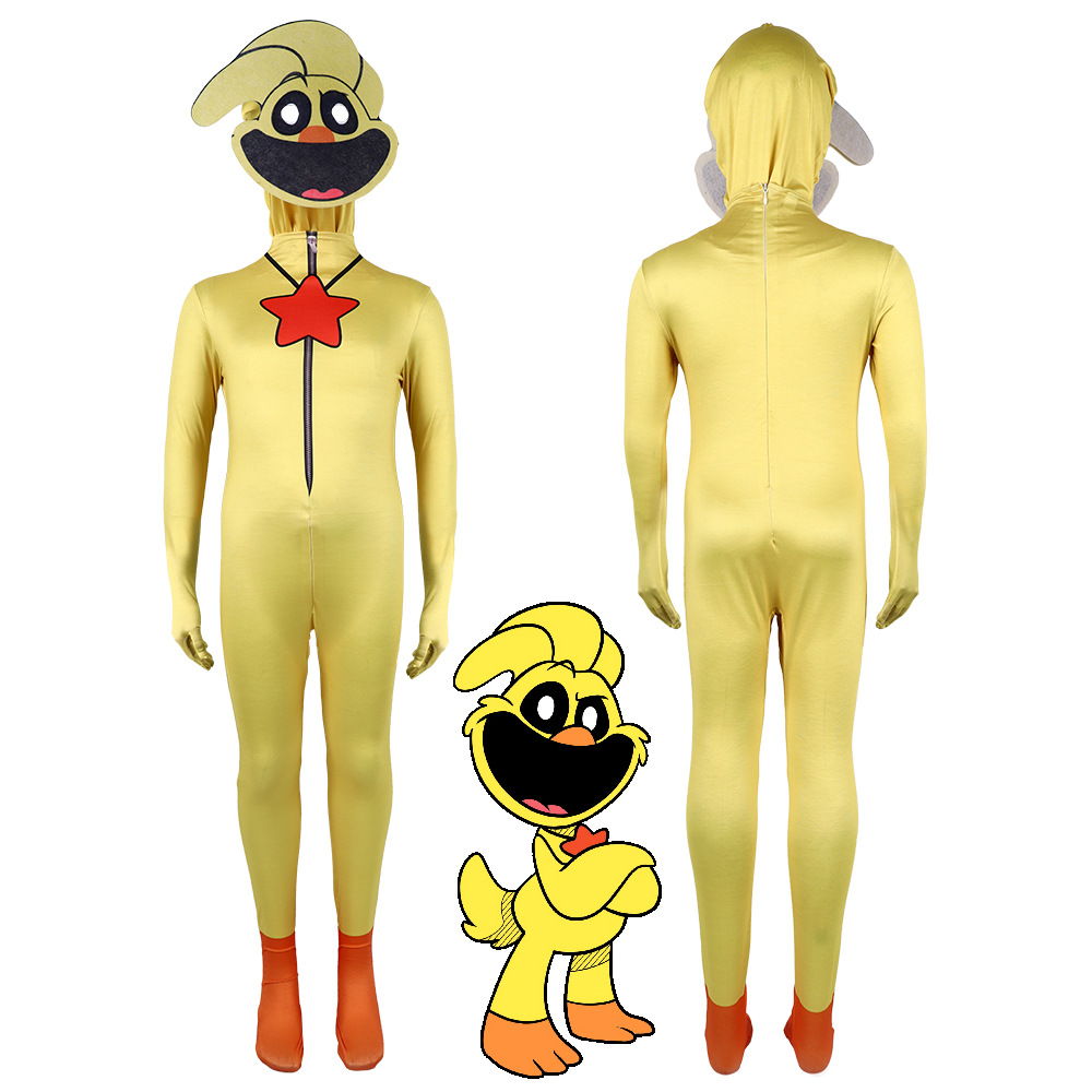 Children's cartoon smiling animal cosplay one-piece tight-fitting suit Halloween party stage performance funny headgear costume