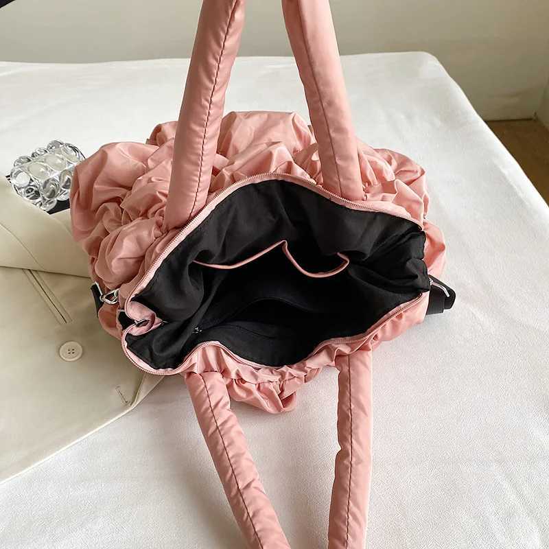 2024 New Bubble Down Cotton Bag Female Pleated Nylon Shoulder Crossbody Bag For Women Large Capacity Fashion Armpit Bags Y250730