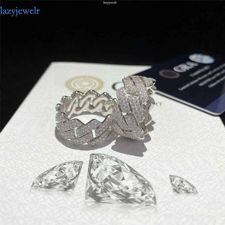 Band Custom Hip Hop Sterling Sier Vvs Moissanite Dia Rings Men Iced Out Ring Gold Plated Cuban