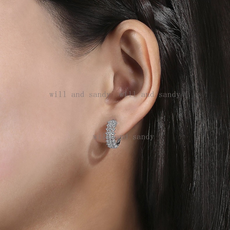 Cubic Zirconia Diamond Hoop Earrings Charm Designer Jewelry Gold 925 Silver Iced Out Heart Square Buckle Clip Dangle Earrings Stud Cuff for Woman Gift
