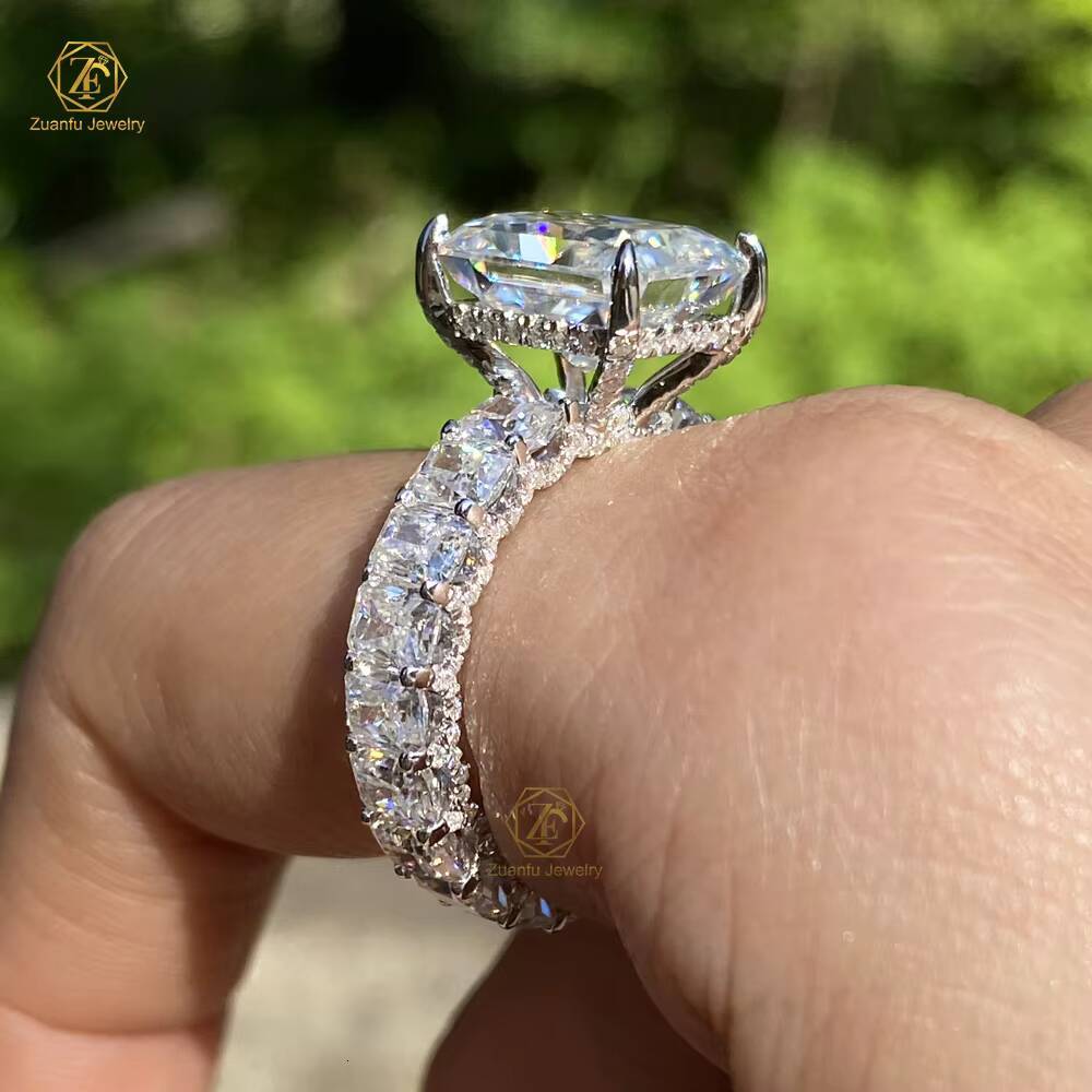 Fine Jewelry 14K Gold 5CT and 0.4CT Radiant Cut Moissanite Engagement Ring Large Stone Diamond Ring for Women