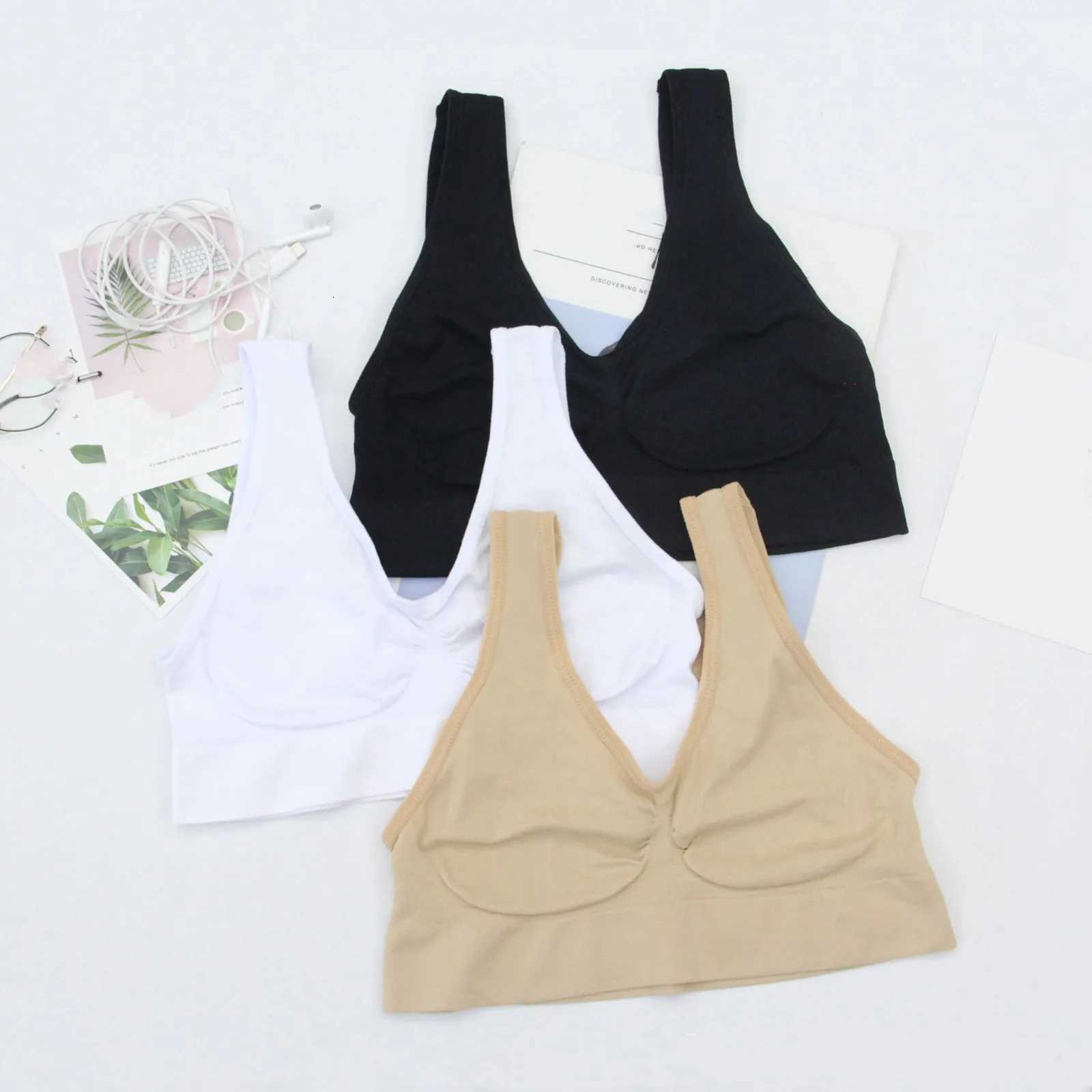 3pcs Sexy Seamless Bra Women Crop Top Vest Breathable Sleep Bra Fitness Sport Underwear Ladies Backless Wireless Push Up Bra Z250730