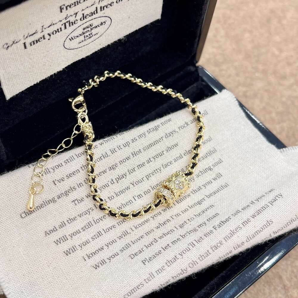 Running Ring Black Gold for Women Simple Fashionable Style Chain Brushed Sparkling Woven Bracelet abb