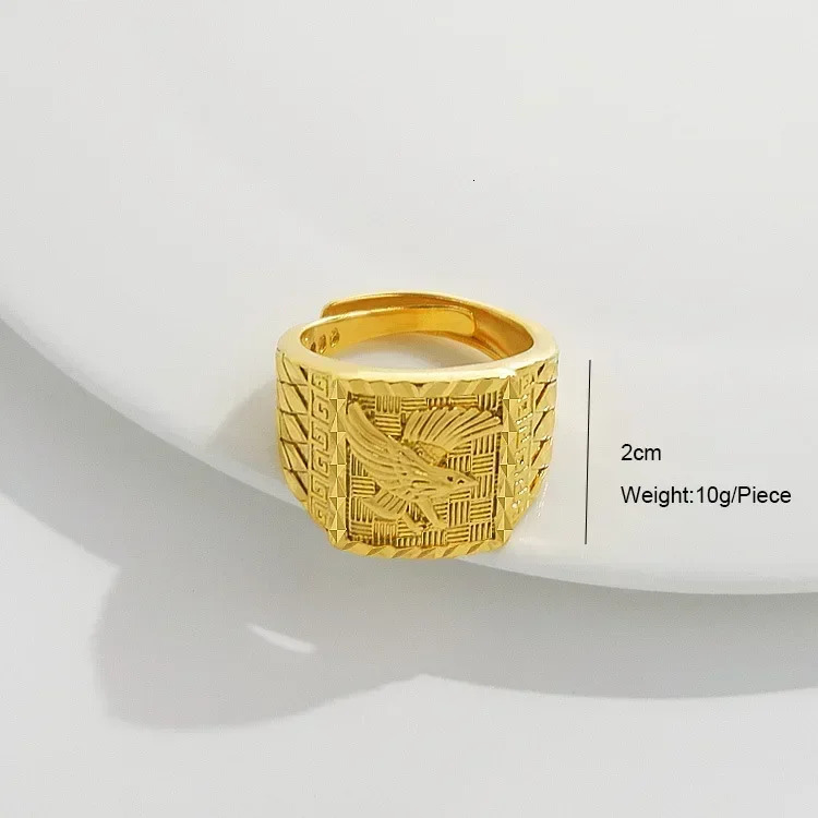 Real 100% 18K Gold Color Eagle Ring for Men Brother Women Jewelry Open Engagement Wedding Finger Ring 250730
