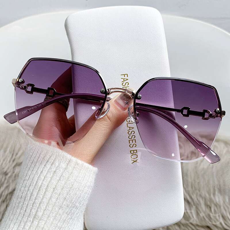 DHcollections Frameless Sunglasses - UV380 Protection, Metal Edge, Fashionable for Women (5 Trendy Colors)