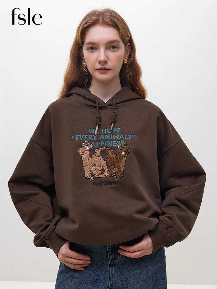 FSLE Allmatch Thickened Hooded Sweatshirt for Women Winter ly Threedimensional Toothbrush ed Pullover Female 250731