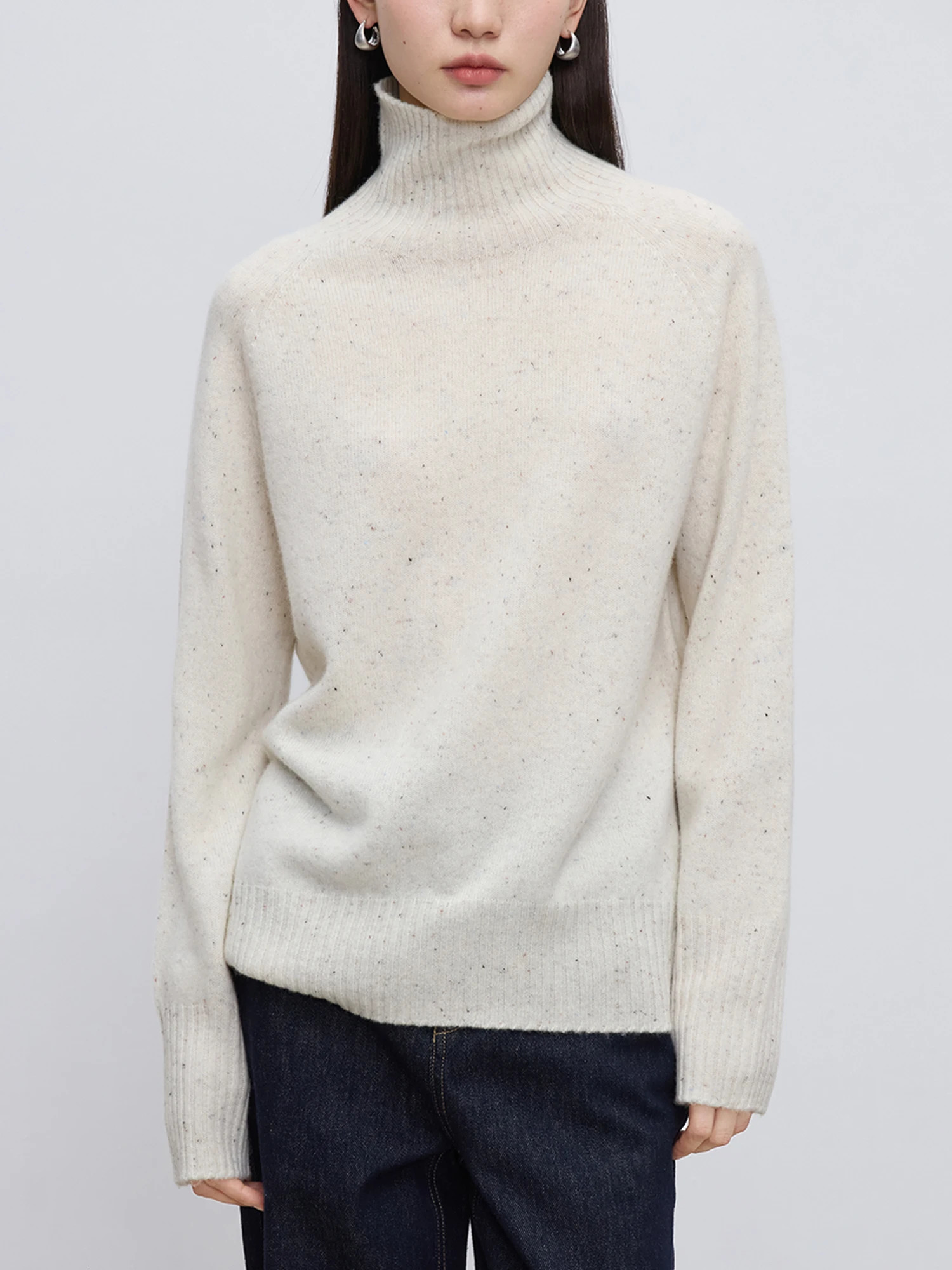 4 Colors Women Turtleneck Pullover Sweater 97% Wool Beige Simple AllMatch Sweaters Female Winter Warm Tops 24ZQ94438 250731