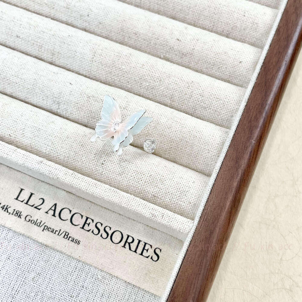 Korean Style Fresh Sweet Gradient Pink Blue Double Layer Open Butterfly for Women Light Luxury Niche Design High-end Sense Ring 69a