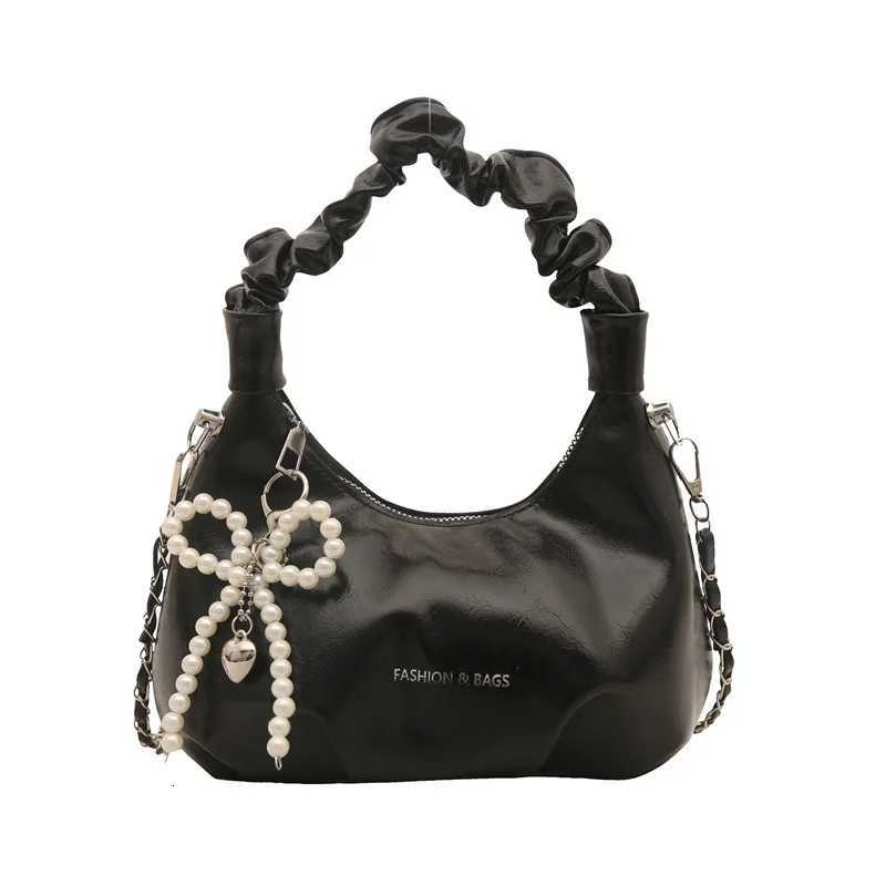 FAshion Pleated Design Shoulder Bags for Women Solid Color Ladies Soft Pu Crossbody Bag Pearl Hobos Handbags Purse CluTCh Y250730