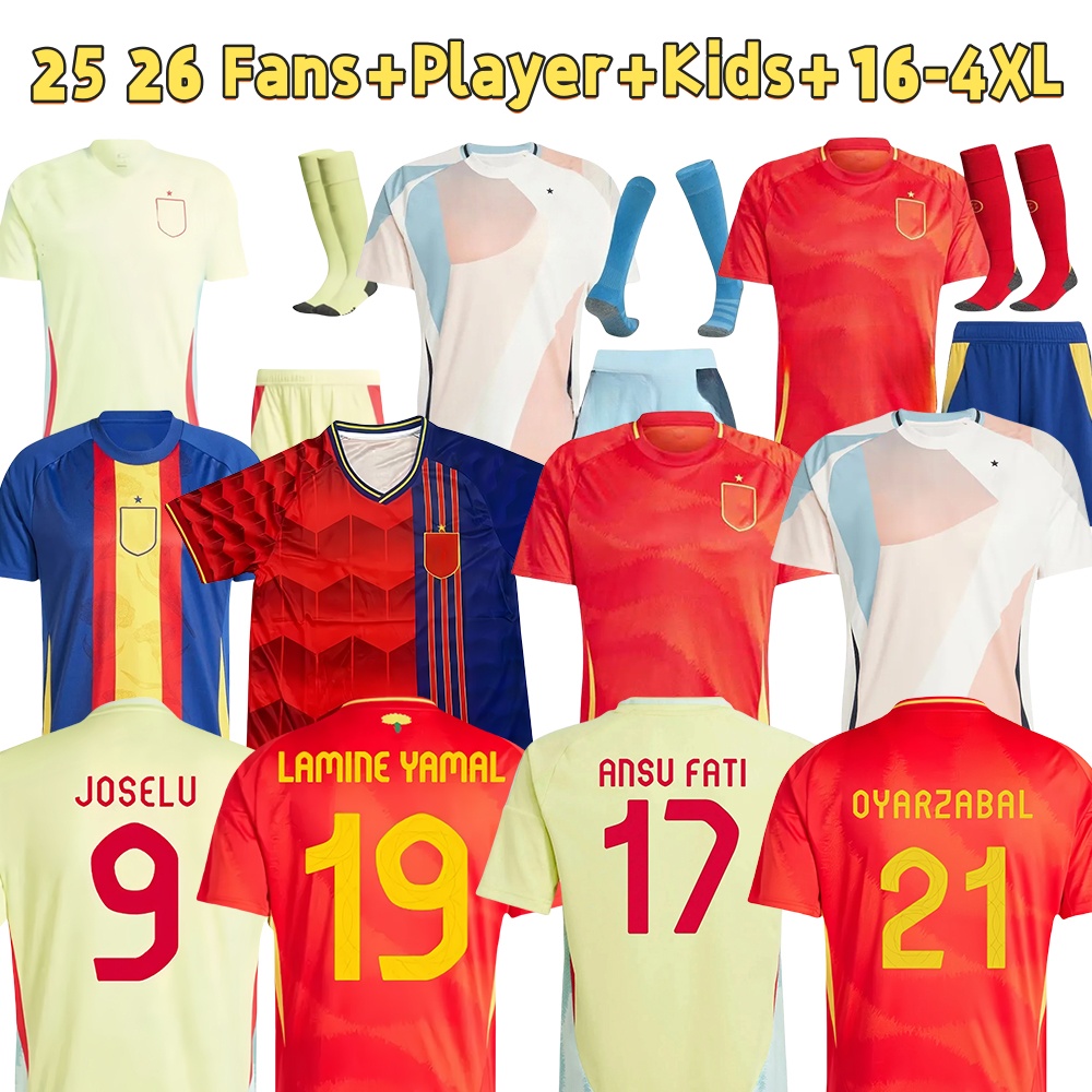 2025 2026 RODRIGO LAMINE YAMAL PEDRI soccer jerseys Spain EspanaMORATA CARVAL fans Player football shirt men woman kids kits OLMOFERRAN