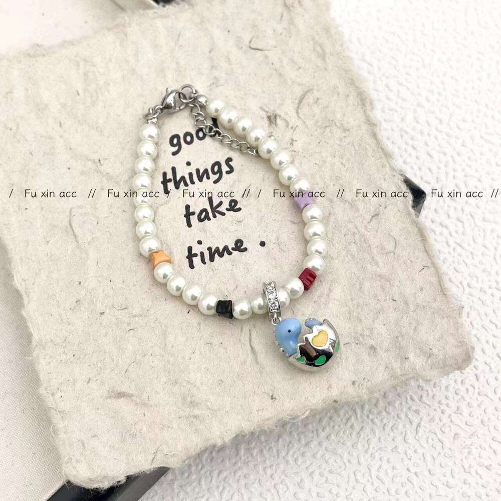 Girlish Pink Shell-Breaking Dragon Egg Necklace Petite Exquisite Pearl Earrings Women's Unique Design Cute Versatile Bracelet e87