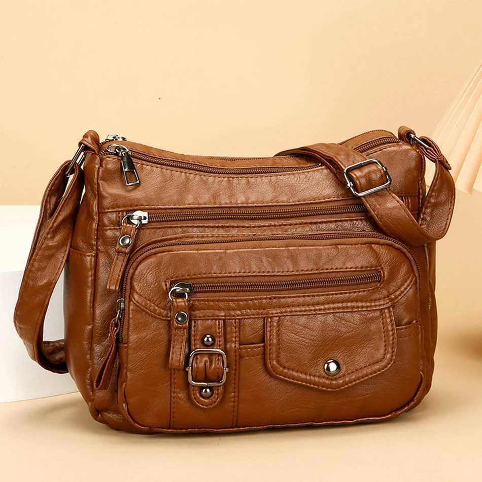 Soft Pu Leather Crossbody Bags for Women 2025 Female Multi Pocket Shoulder Bag Purses and Handbags Designer Messenger Sac Y250730