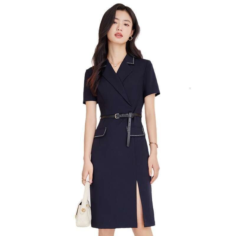 Light Blue for Women, Summer Thin Style, Petite Elegant Commuter Slim Fit Formal Work Suit Dress