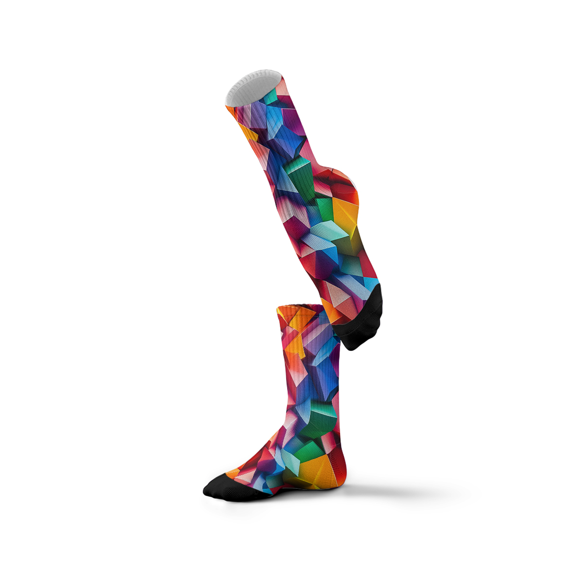 Colorful Geometric Cube Unisex Tube Designer Socks C121